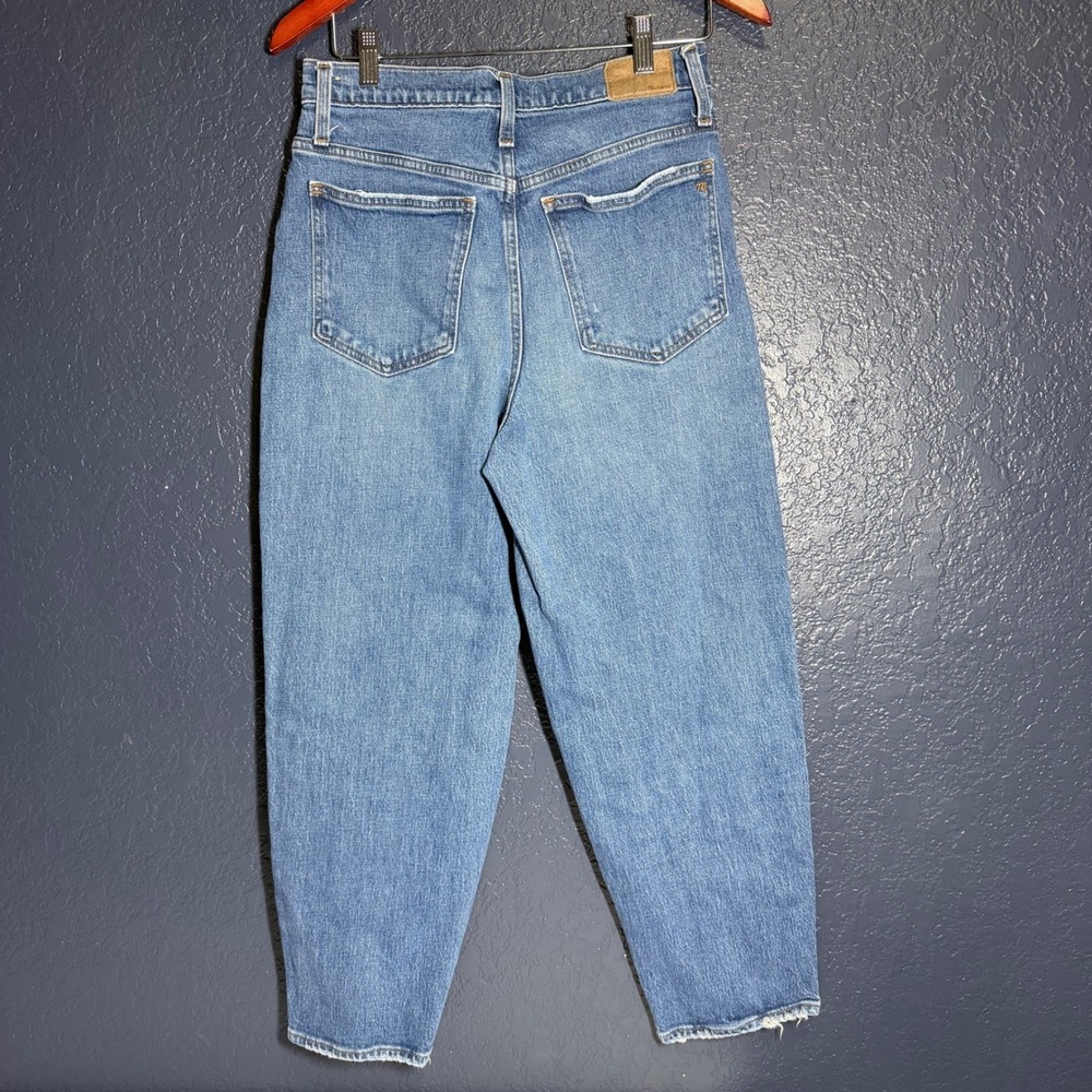 Madewell Balloon Jeans Medium Wash Distressed Raw Hem Women's Size 28 - Picture 2 of 6